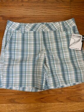 Oakley Women's Plaid Shorts — Teal & White